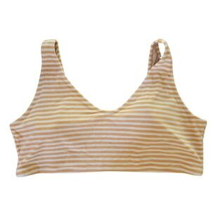 Old Navy Orange & Cream Striped Swim Top‎ Beach Vacation V-Neck 4X Soft Material